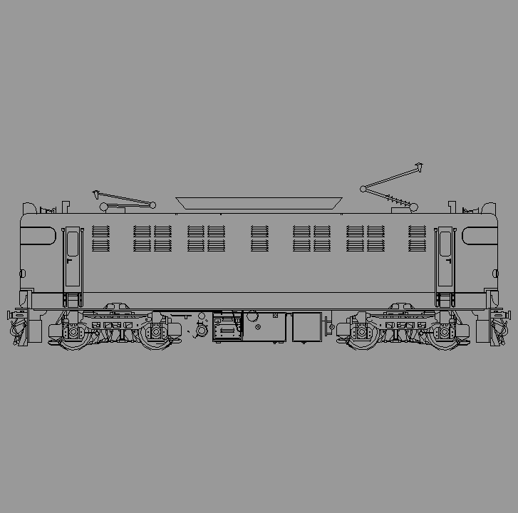 Bloque Autocad Vista de Maquina Tren diseño 03 en Perfil